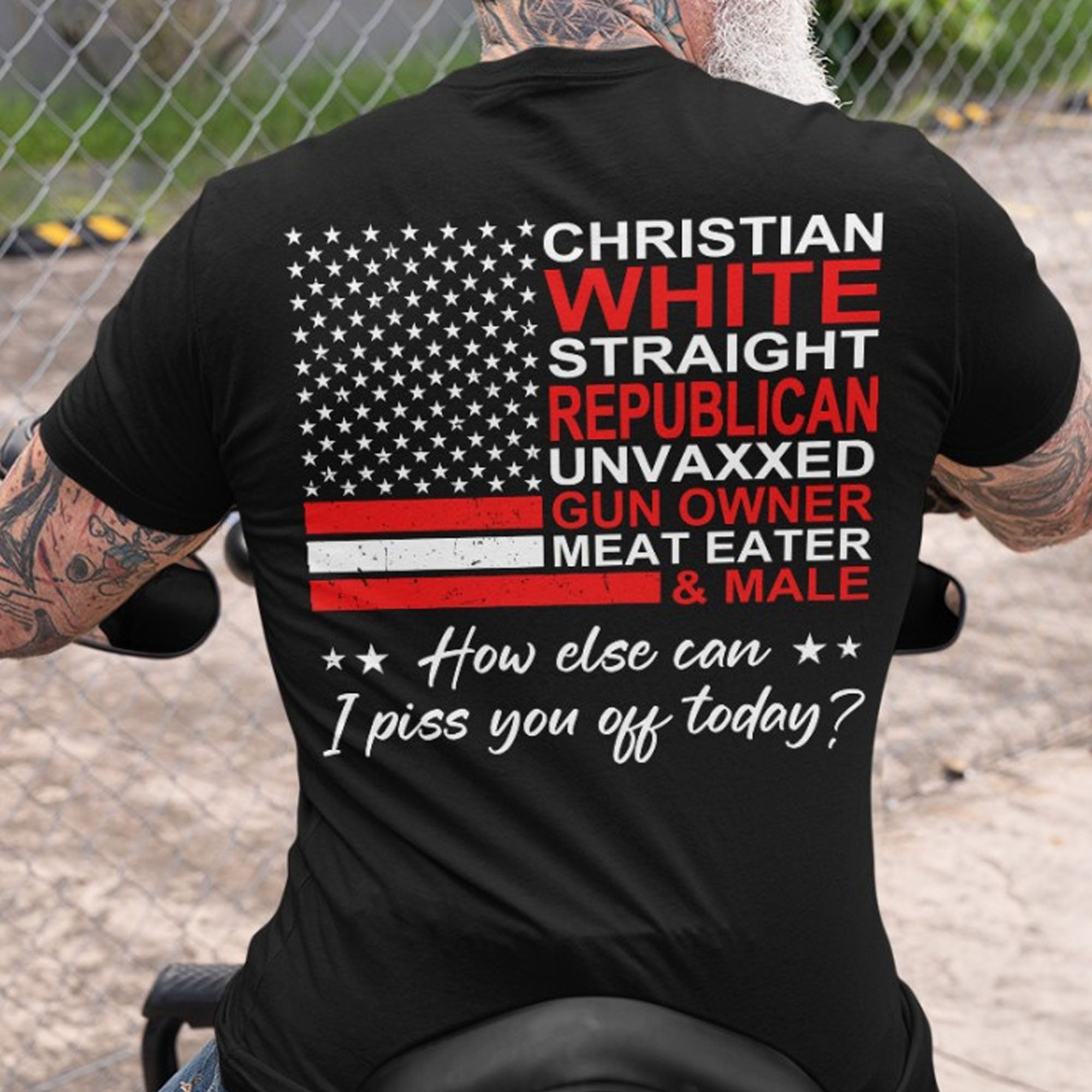 Christian White Straight Republican Shirt | Donald Trump Homage Shirt | Donald Trump Fan Backside Shirt T939 - GOP