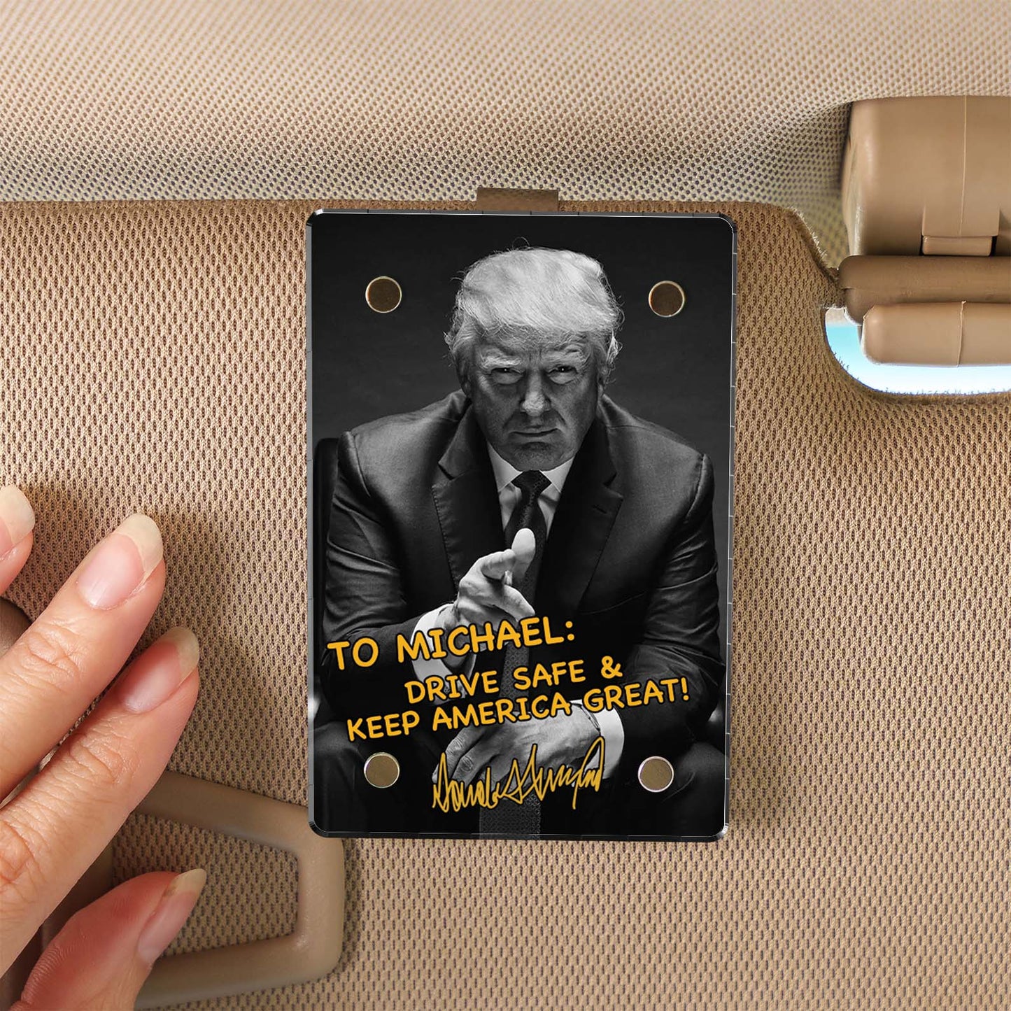 Drive Safe Donald Trump Car Visor Clip, Personalized Custom Visor Decoration for Car 683259 - GOP