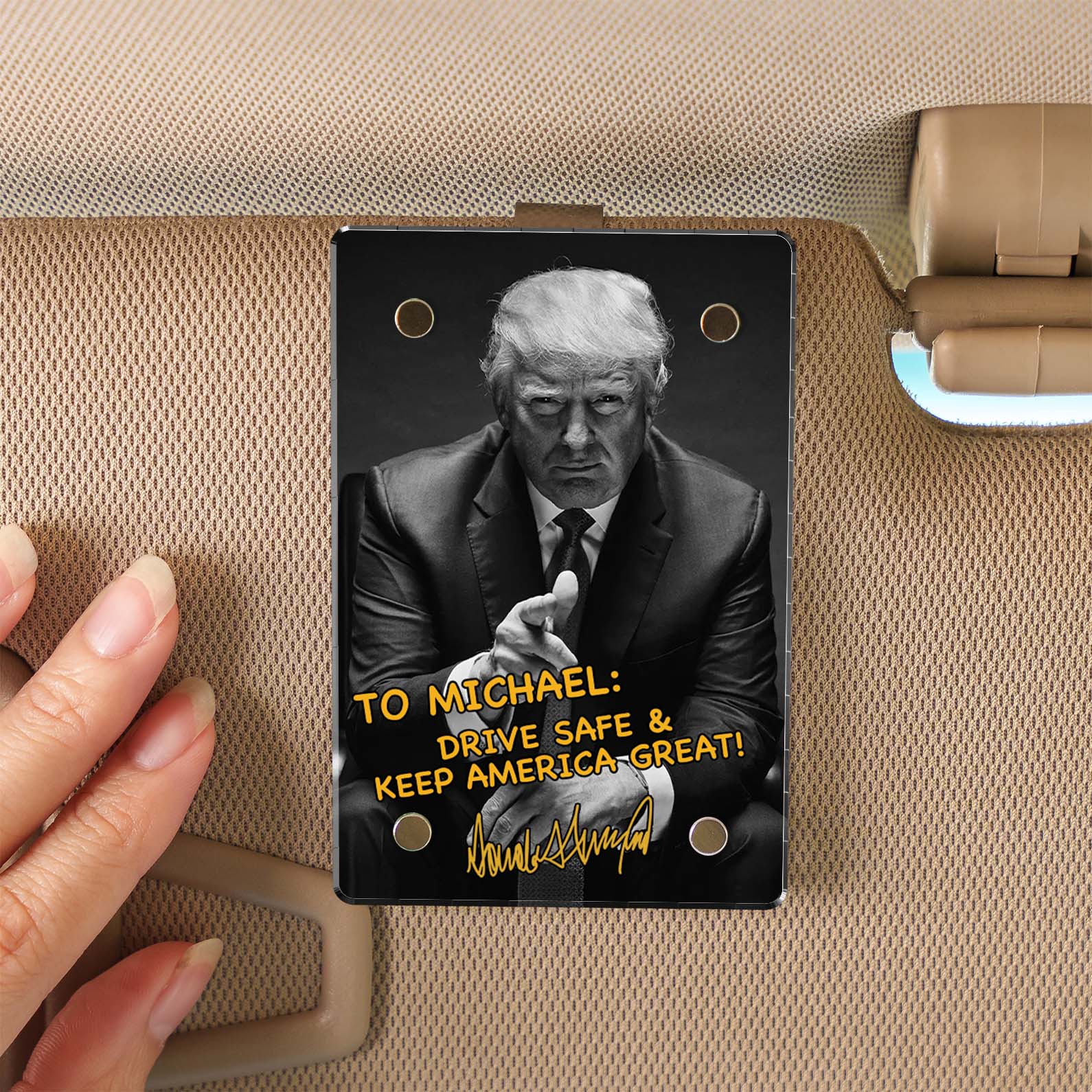 Drive Safe Donald Trump Car Visor Clip, Personalized Custom Visor Decoration for Car 683259 - GOP