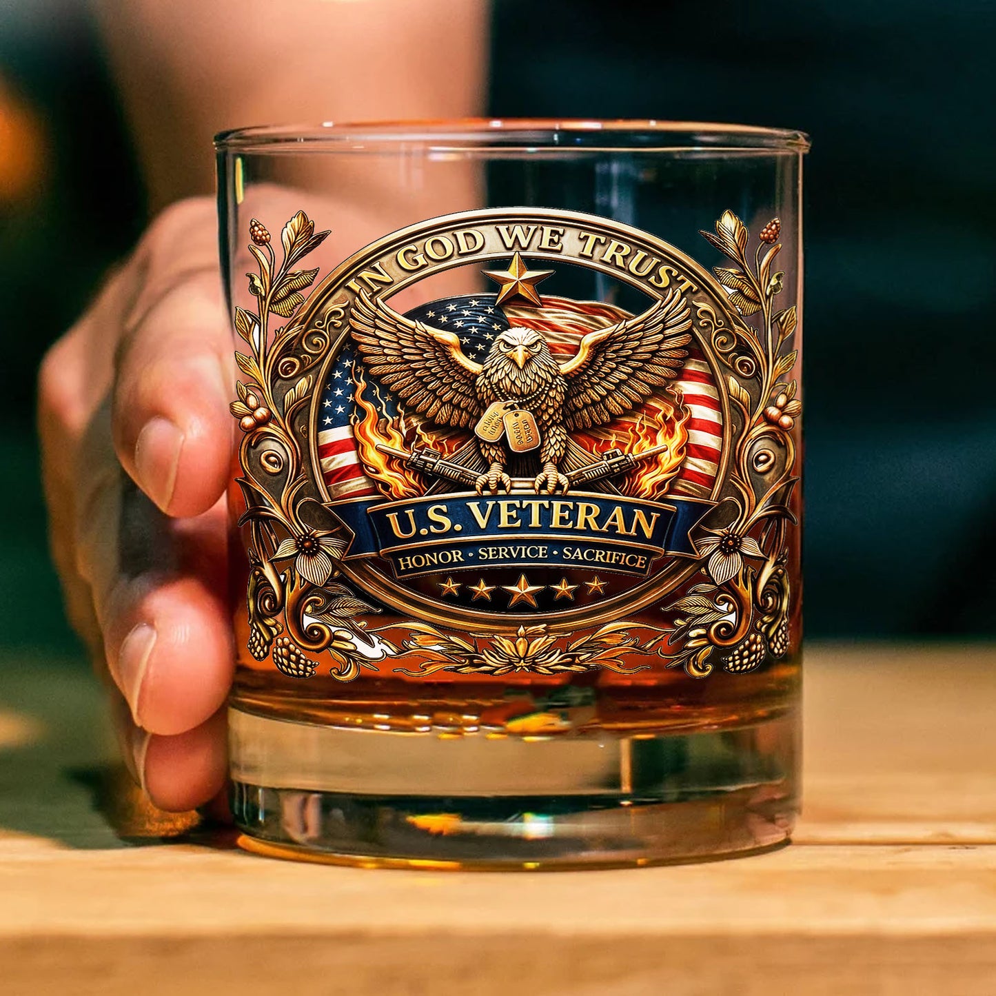 250 Years US Veteran Whiskey Glass | In God We Trust Patriotic Eagle Glass | 4th of July Gift 684633