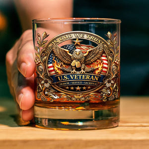 250 Years US Veteran Whiskey Glass | In God We Trust Patriotic Eagle Glass | 4th of July Gift 684633