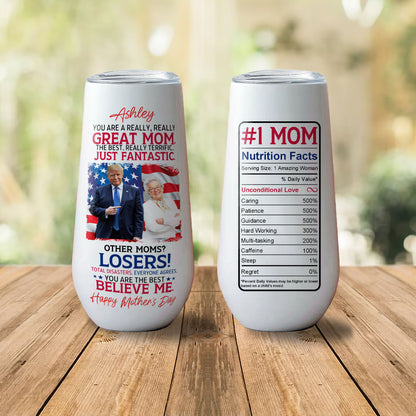 My Mom Stand With Trump Custom Photo Curved Tumbler, Personalized Champagne Tumbler, Father's Day Gift, Gift For Mom, Gift For Wife 682056 - GOP