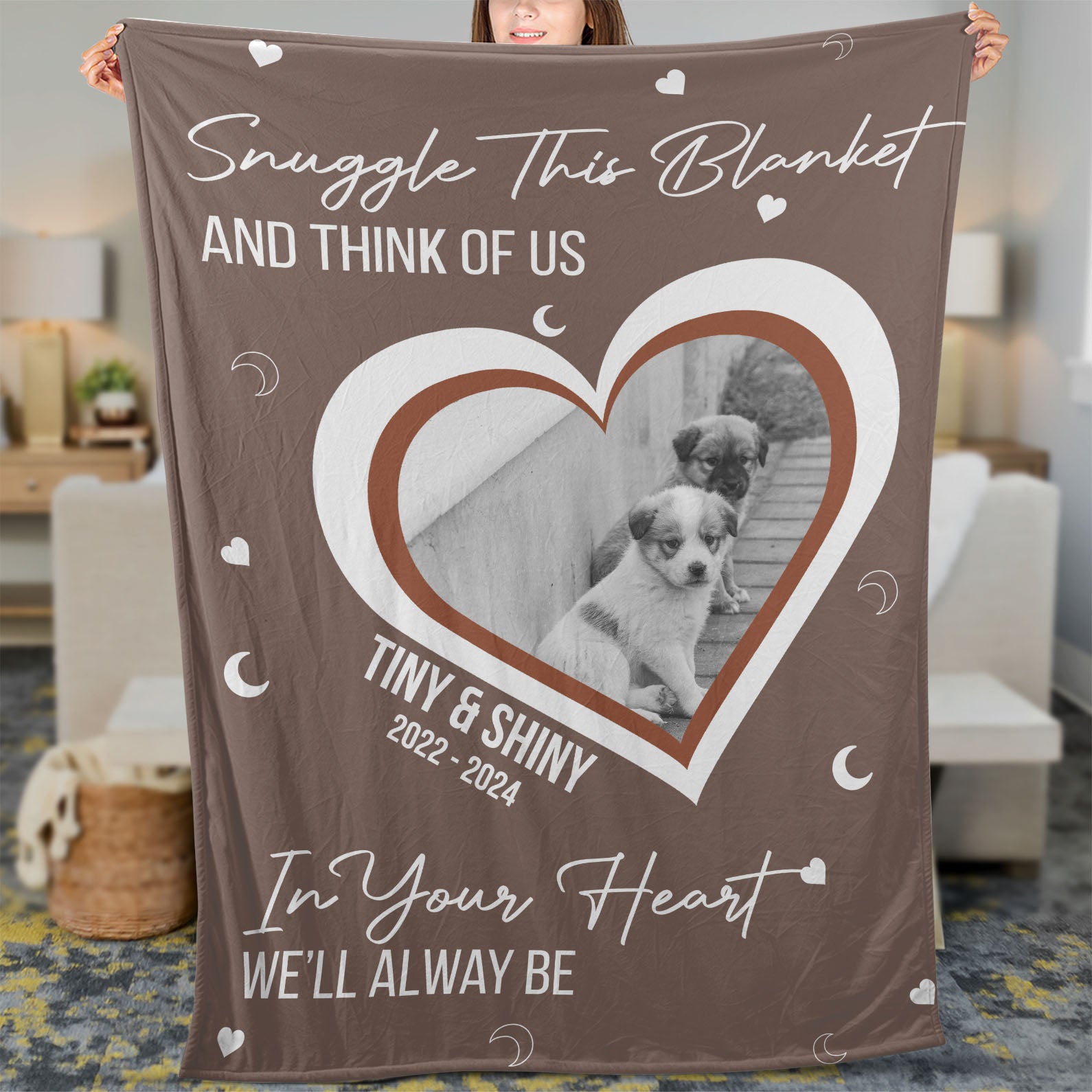 Snuggle This Blanket And Think Of Us, Personalized Memorial Blanket, Memorial Custom Photo Blanket, Remembrance Gift- 681971
