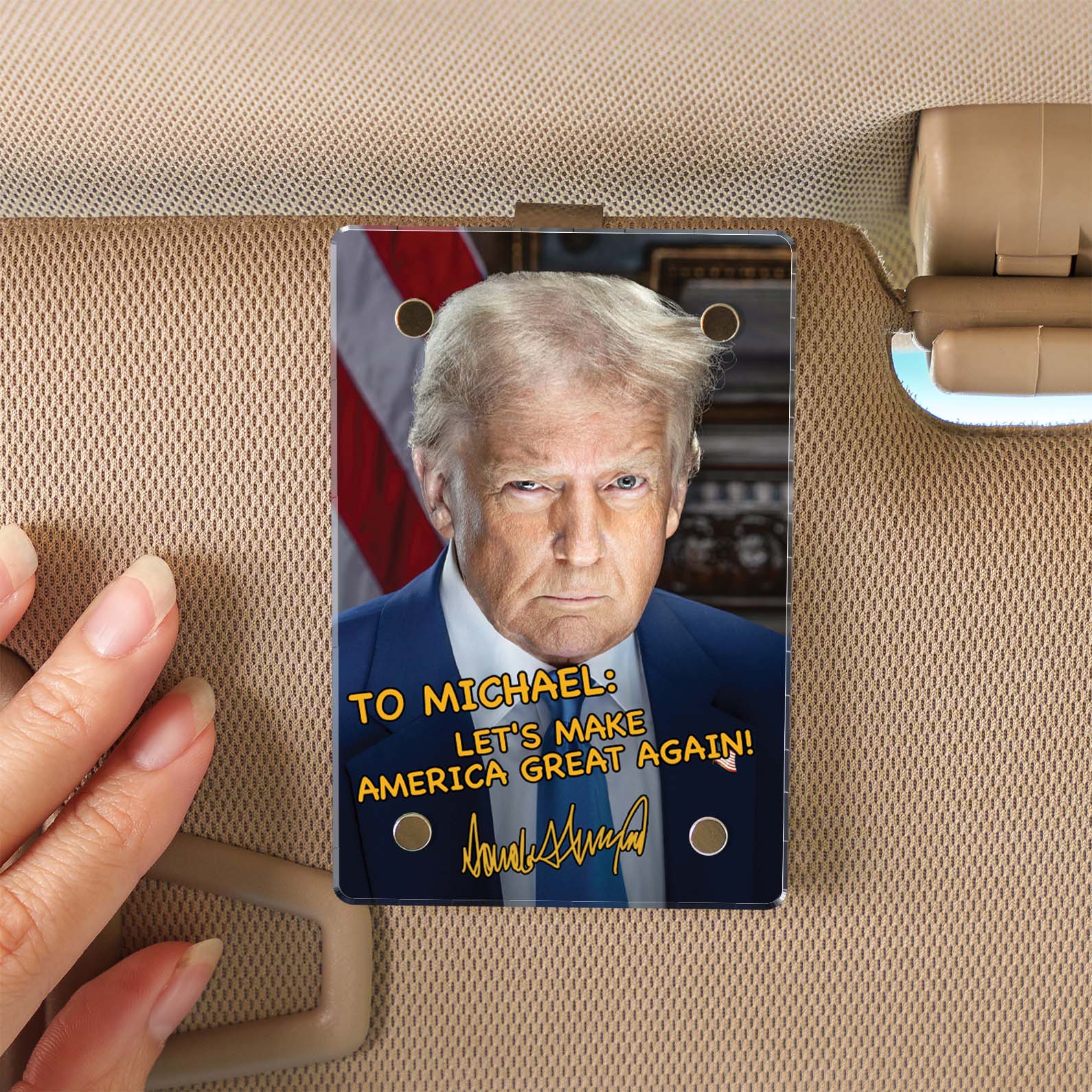 Donald Trump Autographed Car Visor Clip, Personalized Custom Visor Decoration for Car 683263 - GOP