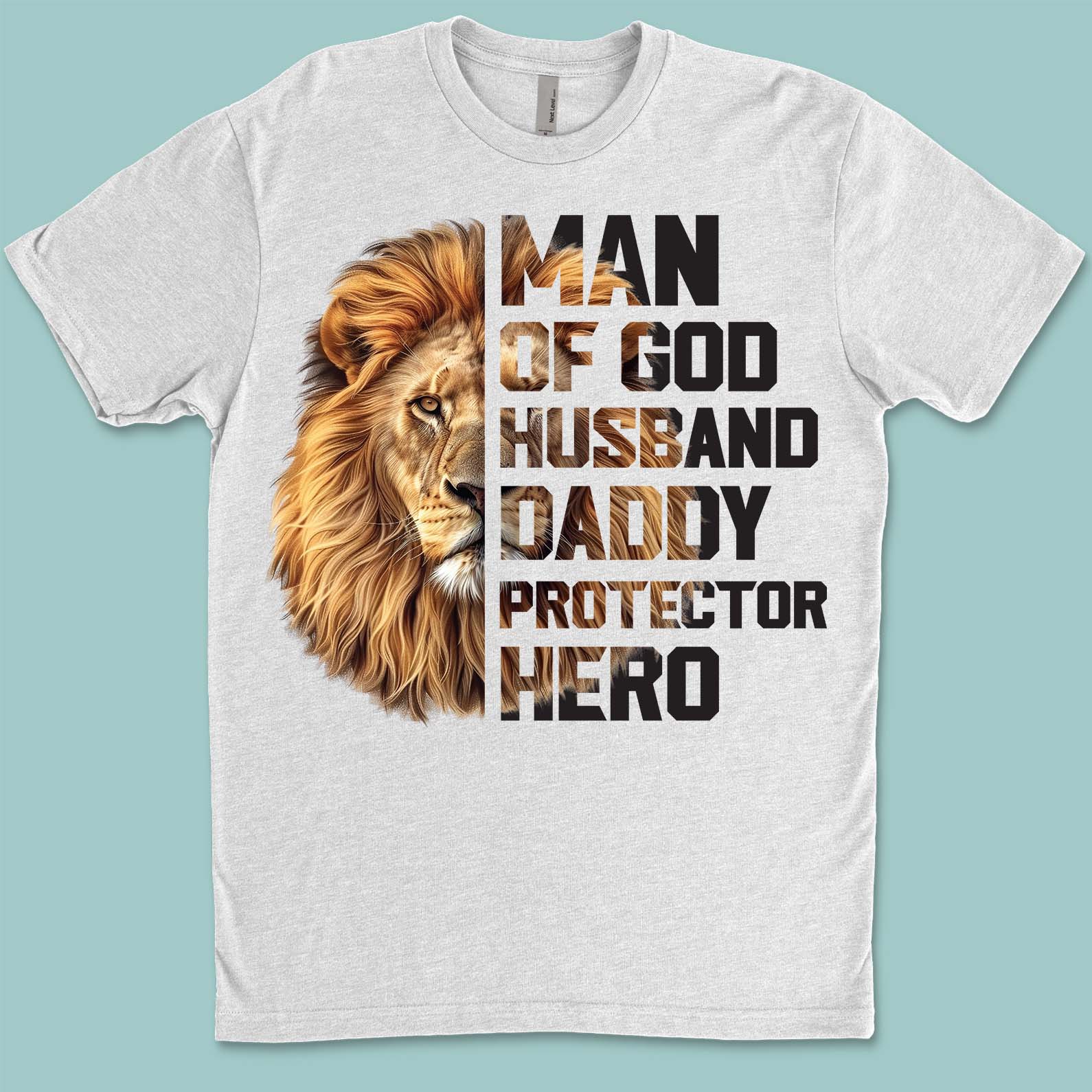 Christian Dad Shirt | Man Of God Lion Tee With Cross And Bible Verse | Jesus-Inspired Father’s Day Gift for Religious Dad 682250
