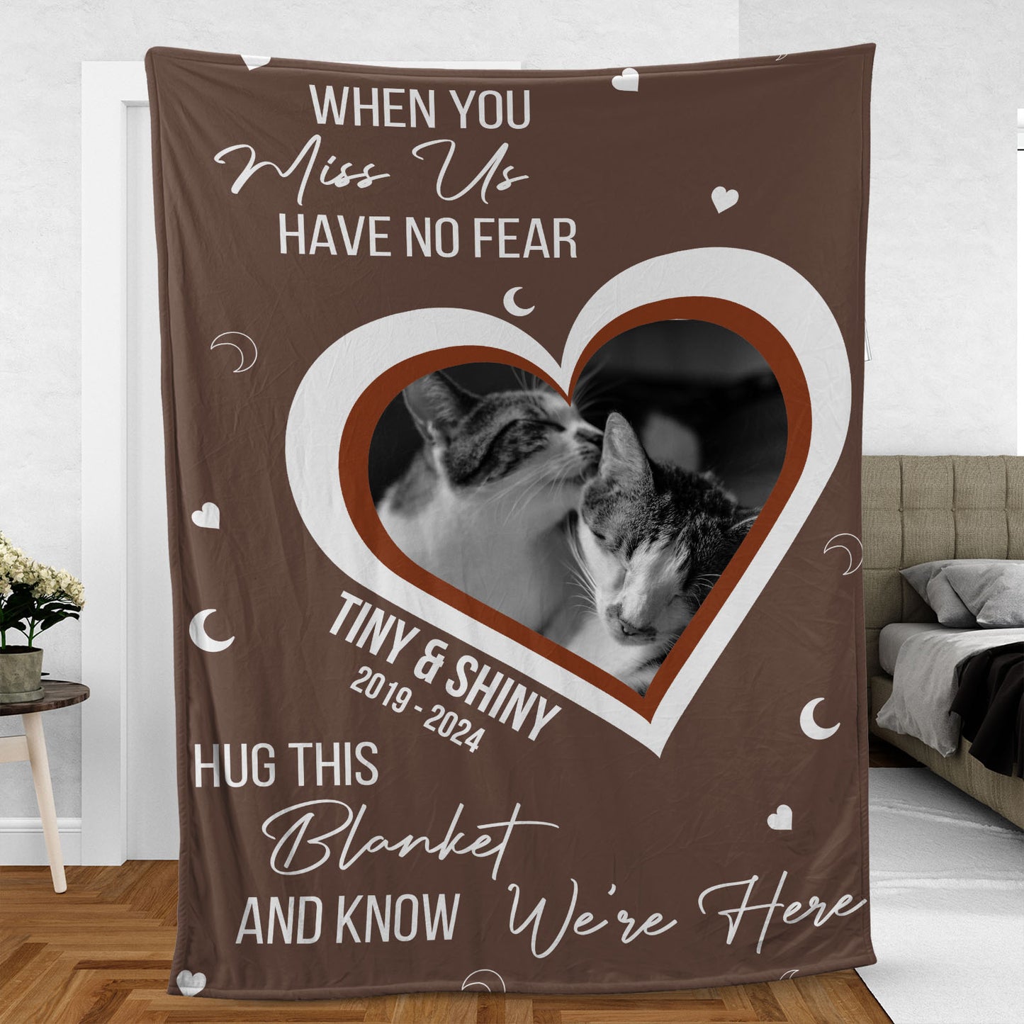 When You Miss Us Have No Fear Hug This Blanket, Personalized Memorial Blanket, Memorial Custom Photo Blanket, Remembrance Gift- 681973