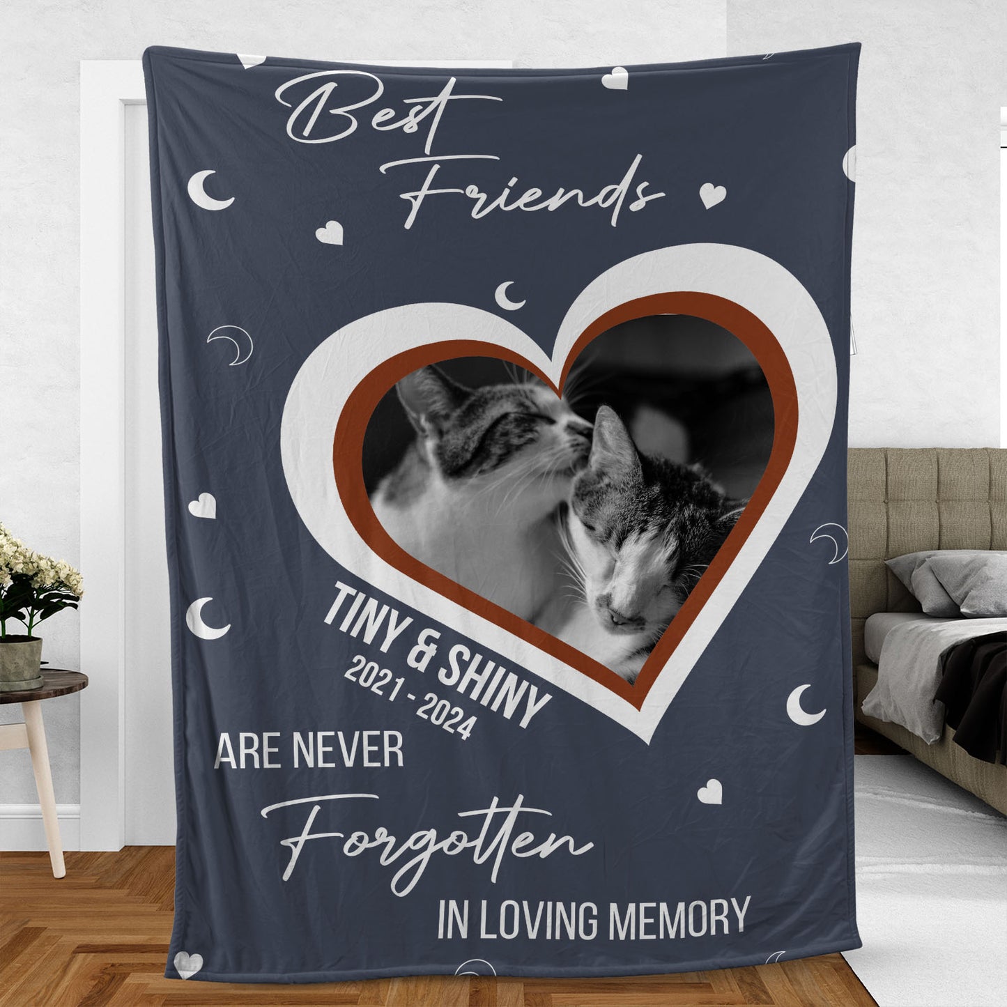 Best Friends Are Never Forgotten in Loving Memory, Personalized Memorial Blanket, Memorial Custom Photo Blanket, Remembrance Gift- 681975