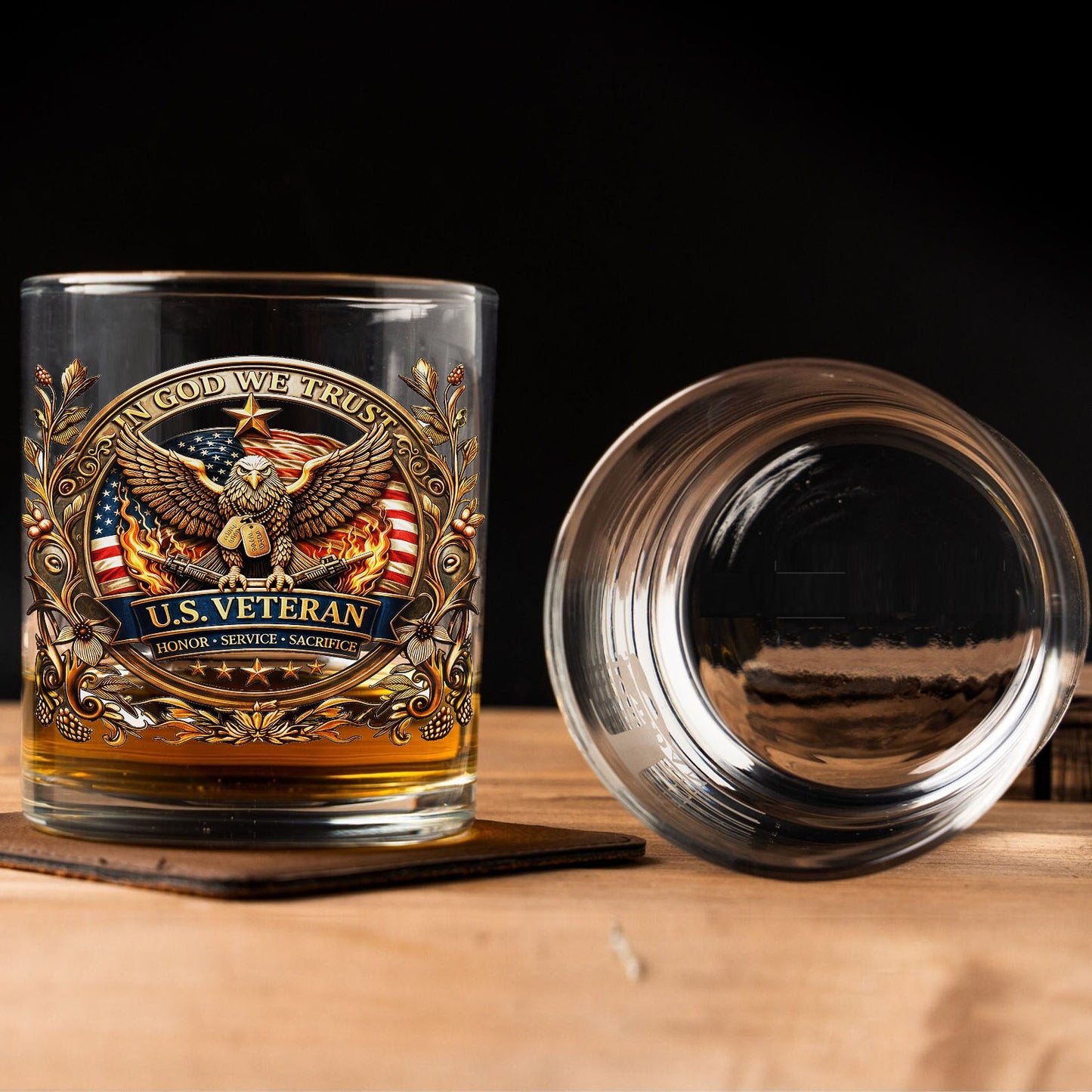 250 Years US Veteran Whiskey Glass | In God We Trust Patriotic Eagle Glass | 4th of July Gift 684633