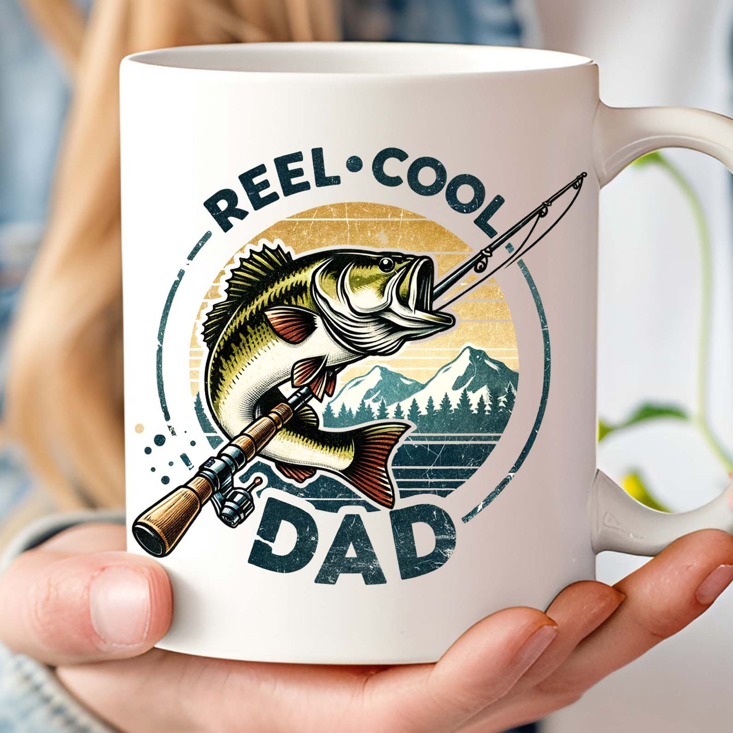Reel Cool Dad Fishing Mug – Funny Bass Fishing Coffee Mug for Dad | Father's Day Gift, Dad Birthday Gift, Retro Mug for Fishing Lover 682288