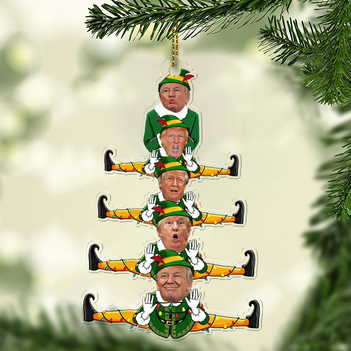 Donald Trump Elf Family Acrylic Ornament | Funny Cartoon Trump Christmas Ornament 683556 - GOP