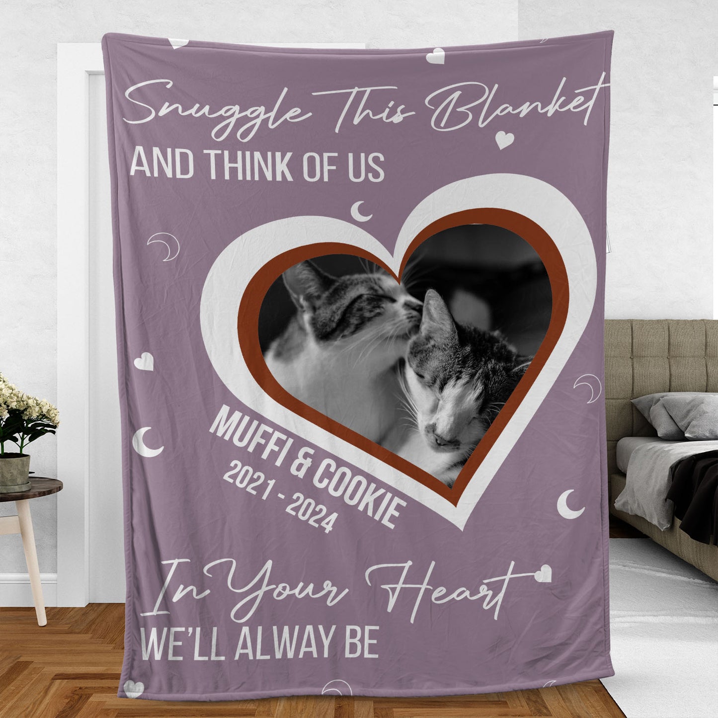 Snuggle This Blanket And Think Of Us, Personalized Memorial Blanket, Memorial Custom Photo Blanket, Remembrance Gift- 681971
