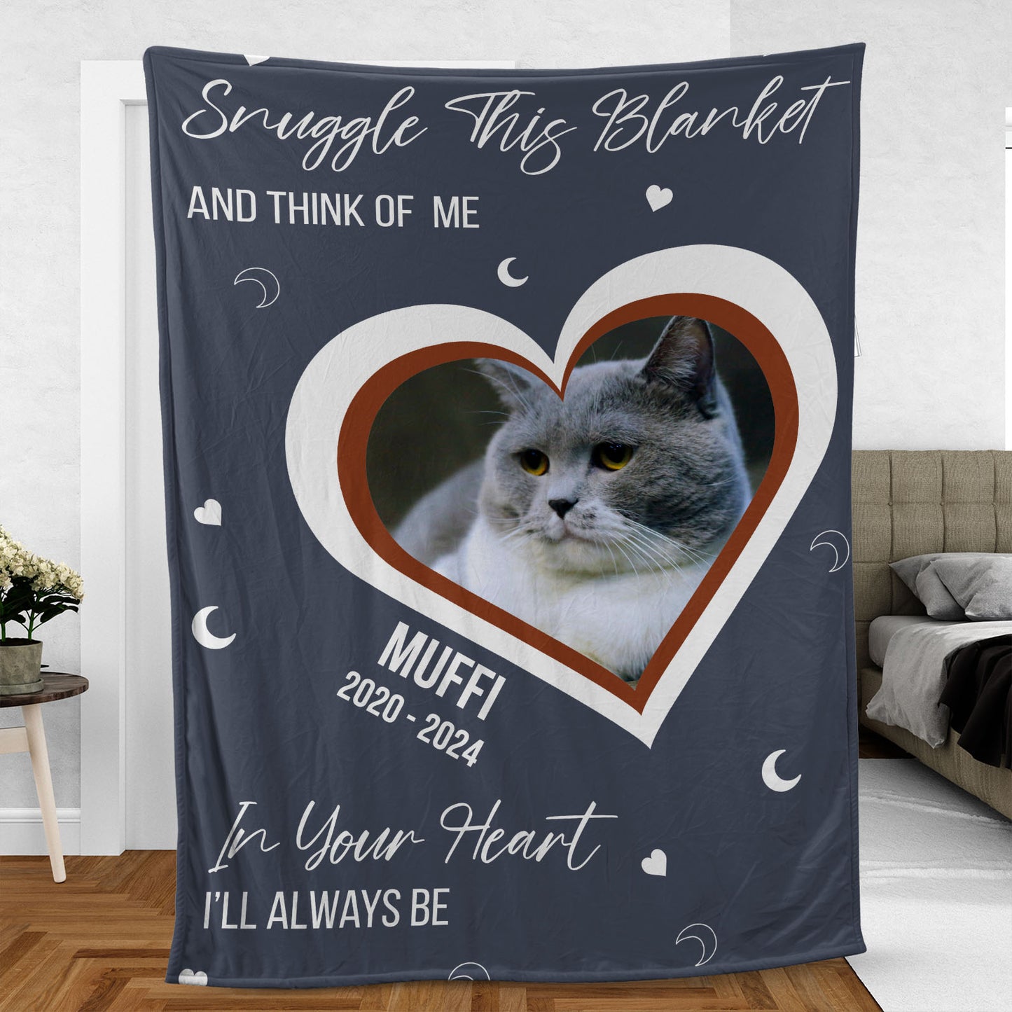 Snuggle This Blanket and Think of Me, Personalized Memorial Blanket, Memorial Custom Photo Blanket, Remembrance Gift- 681968