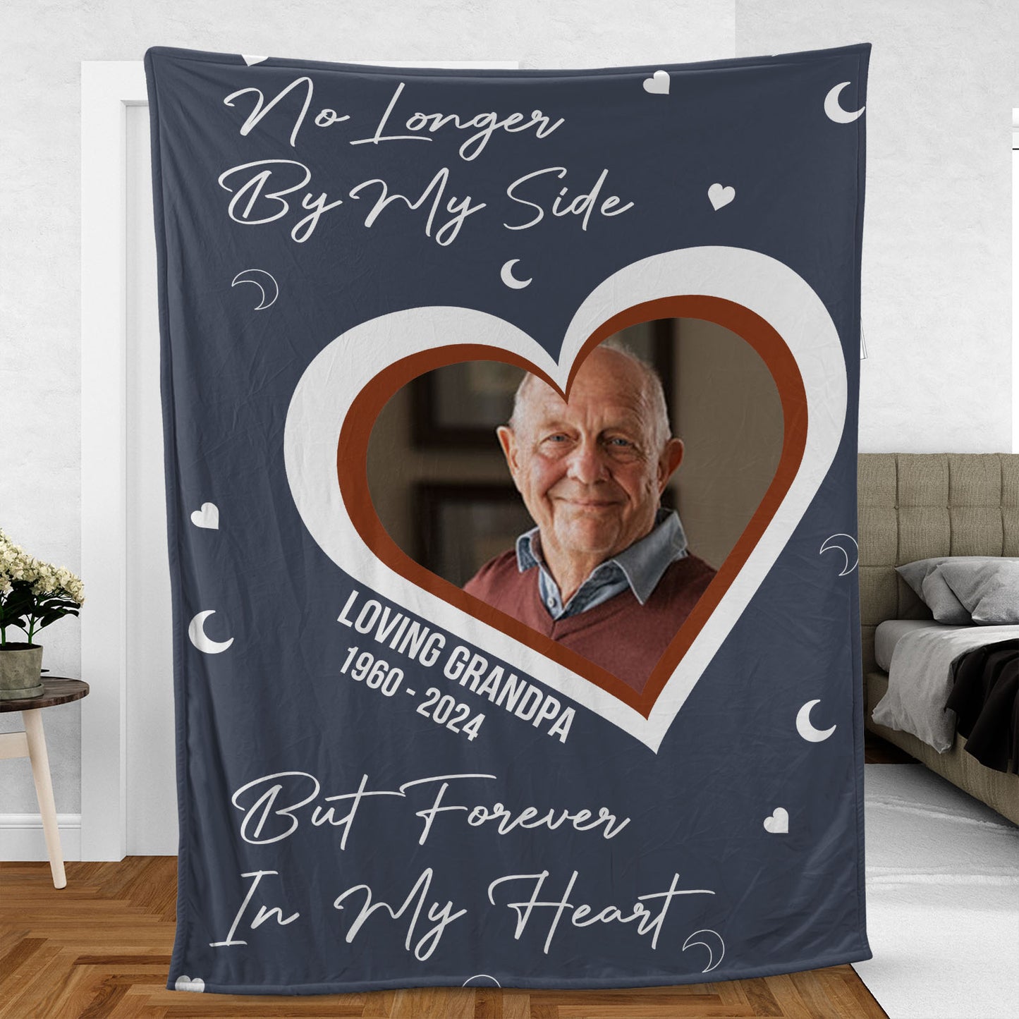 No Longer By My Side, Personalized Memorial Blanket, Memorial Custom Photo Blanket, Remembrance Gift- 681970