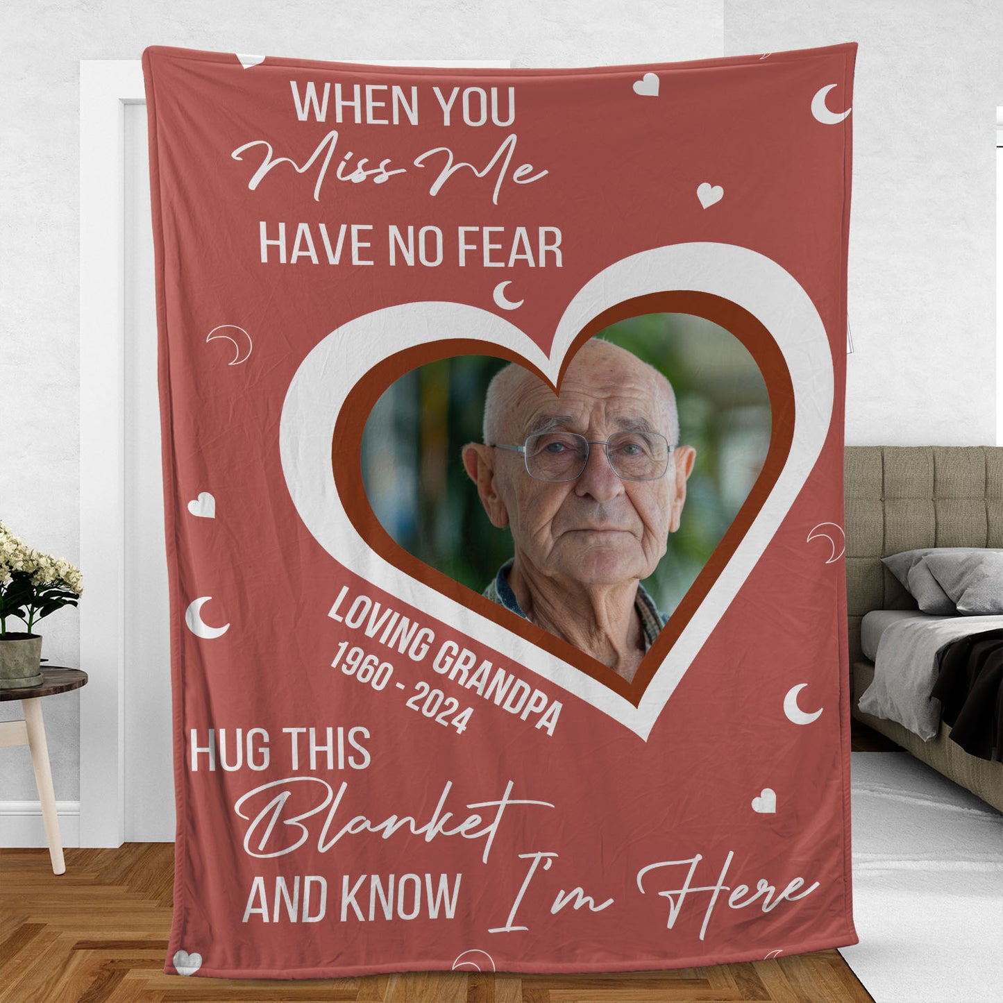 When You Miss Me Have No Fear, Personalized Memorial Blanket, Memorial Custom Photo Blanket, Remembrance Gift- 681969