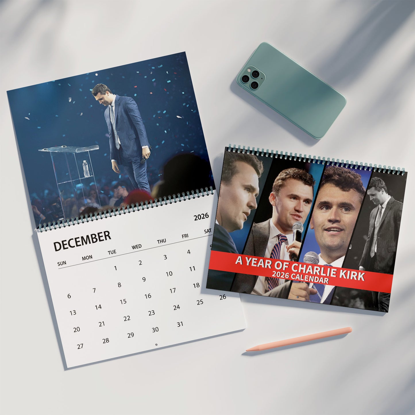 Year Of Charlie Kirk Wall Calendar 2026 | Justice Charlie Kirk Memorial Desk Decor 683101