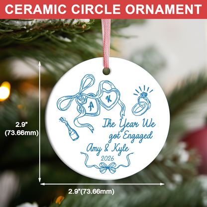 Personalized The Year We Got Engaged Ceramic Ornament, Custom Couple Christmas Keepsake Gift 685765