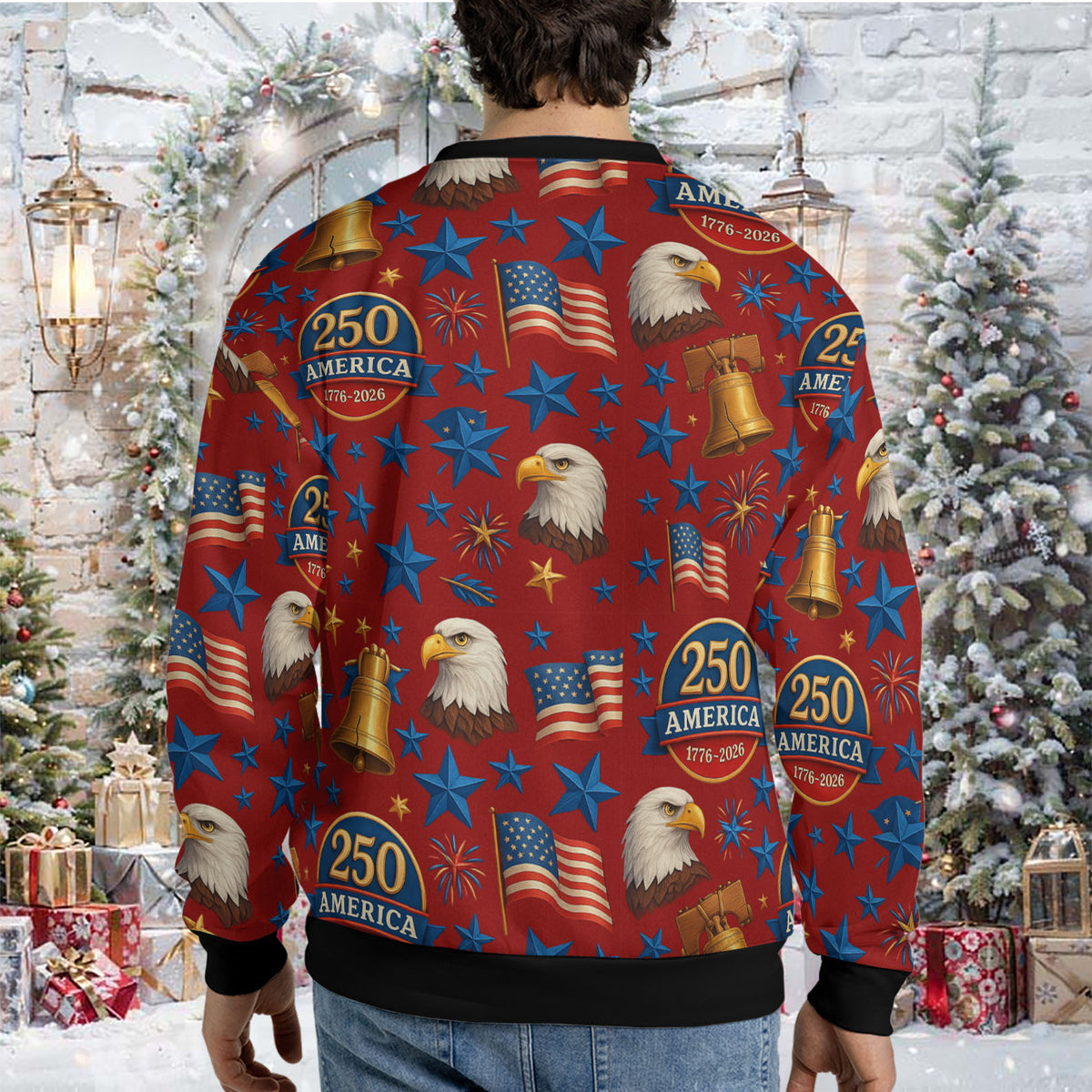 250 Years of America Ugly Sweater, 250 Years Anniversary Christmas All-Over-Printed Sweatshirt 683442