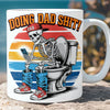 Doing Dad Shit Mug | Funny Skeleton Toilet Coffee Cup for Dad | Retro Father's Day Gift for Men, Husband, or New Dad 682261
