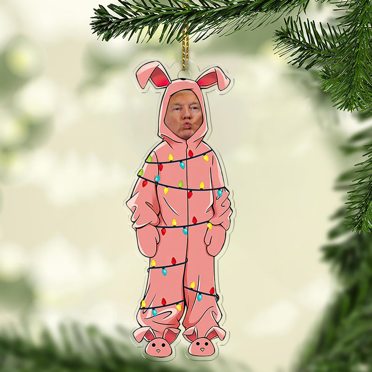 Personalized Donald Trump Ralphie Acrylic Ornament | Funny Trump Pink Bunny Ornament 683570 – GOP