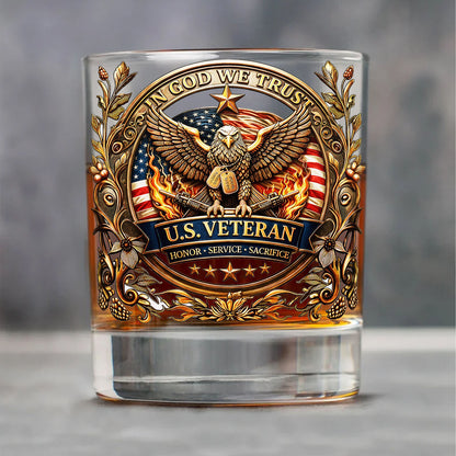 250 Years US Veteran Whiskey Glass | In God We Trust Patriotic Eagle Glass | 4th of July Gift 684633