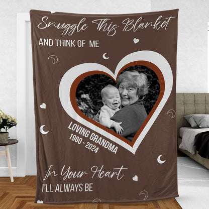 Snuggle This Blanket and Think of Me, Personalized Memorial Blanket, Memorial Custom Photo Blanket, Remembrance Gift- 681968