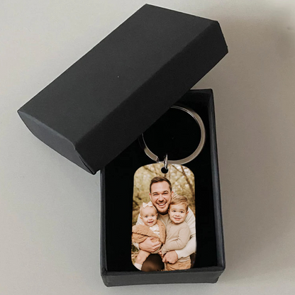 Personalized Dad Split Name Photo Keychain | Personalized Father's Day Gift, Daddy Keychain, Dad and Kid Keepsake 682270