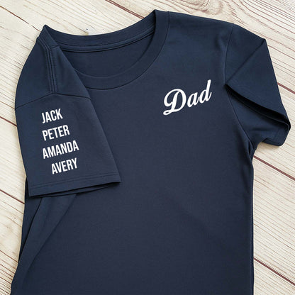 Custom Dad T-Shirt with Kids’ Names on Sleeve | Personalized Father’s Day Gift for Dad, Husband, or Grandpa 682255