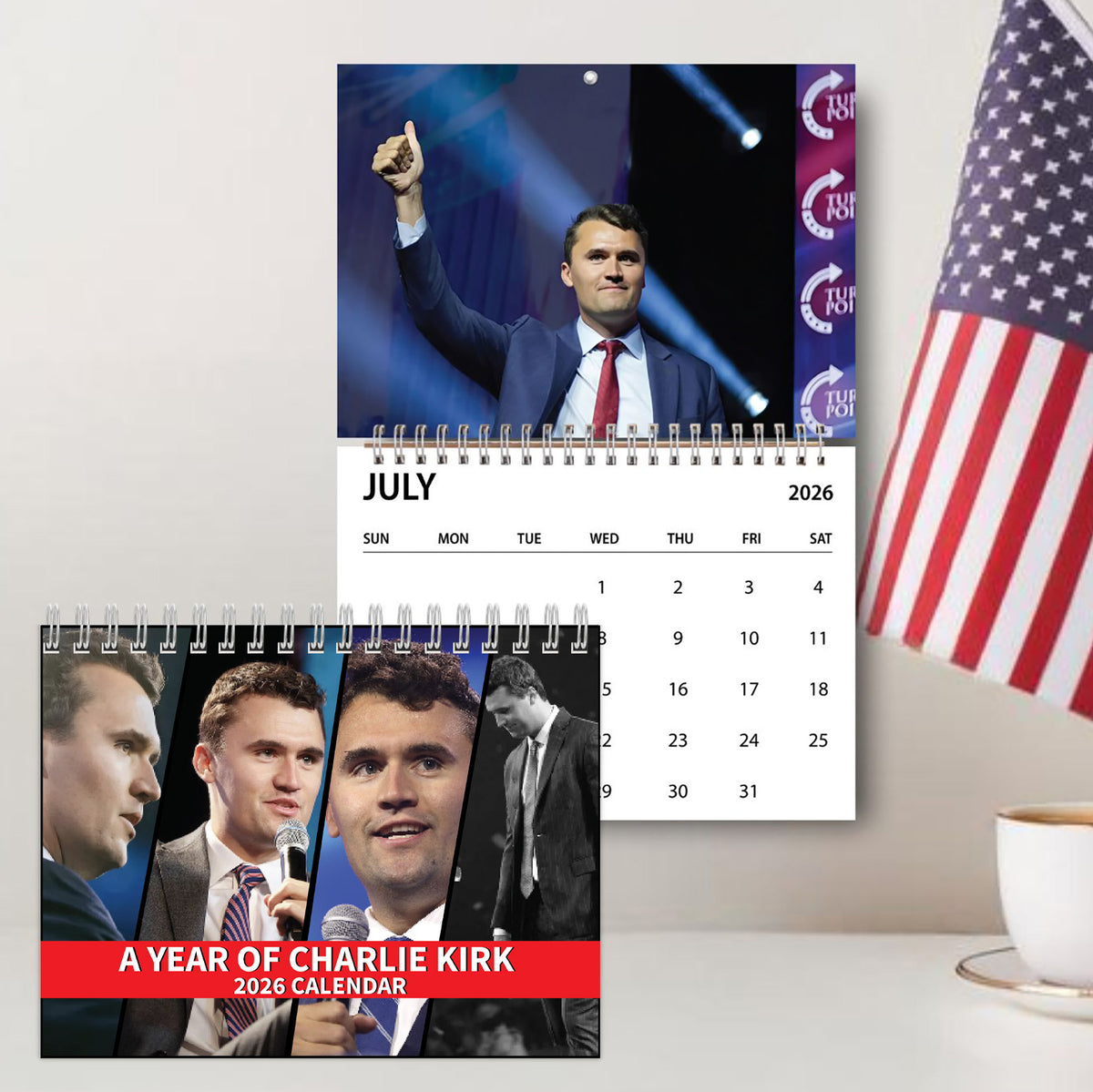 Year Of Charlie Kirk Wall Calendar 2026 | Justice Charlie Kirk Memorial Desk Decor 683101