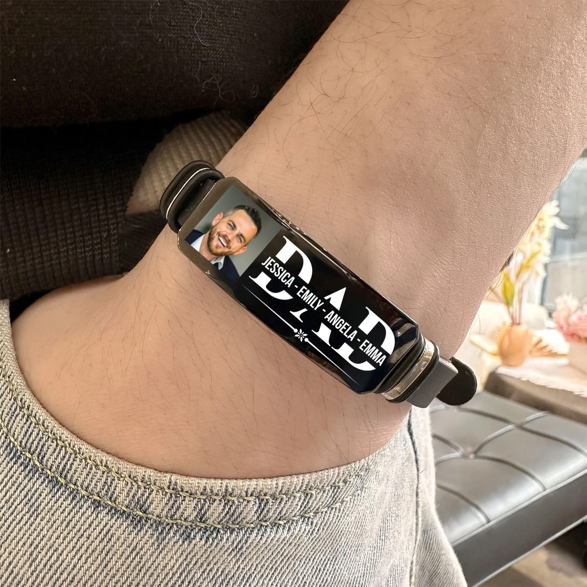 Custom Photo Dad Bracelet | Gift for Dad Husband, Father's Day Gift | Personalized Unisex Print Bracelet 682192