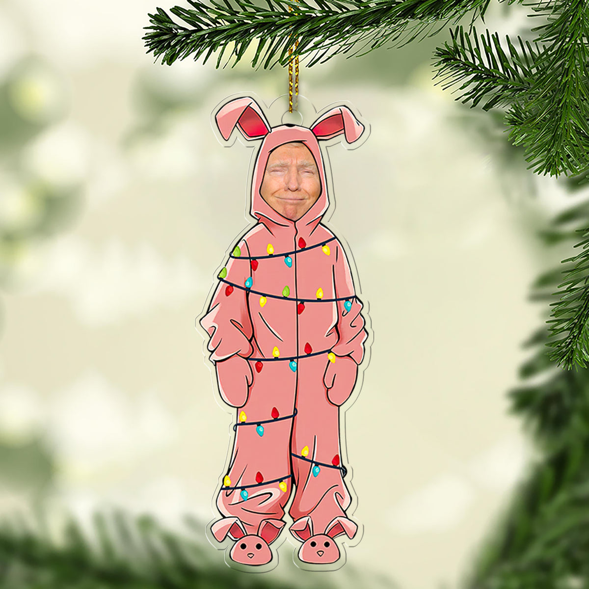 Personalized Donald Trump Ralphie Acrylic Ornament | Funny Trump Pink Bunny Ornament 683570 – GOP