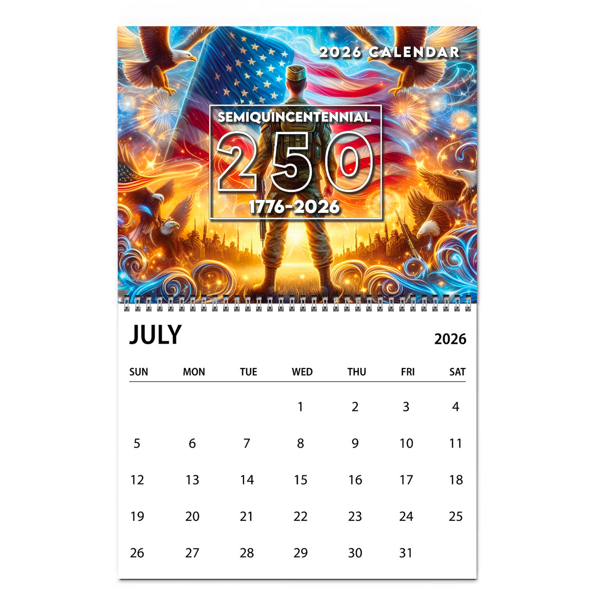 250 Years of America Wall Calendar | 250 Years of Freedom Anniversary | Celebrate 250th Birthday of USA Gift 683216
