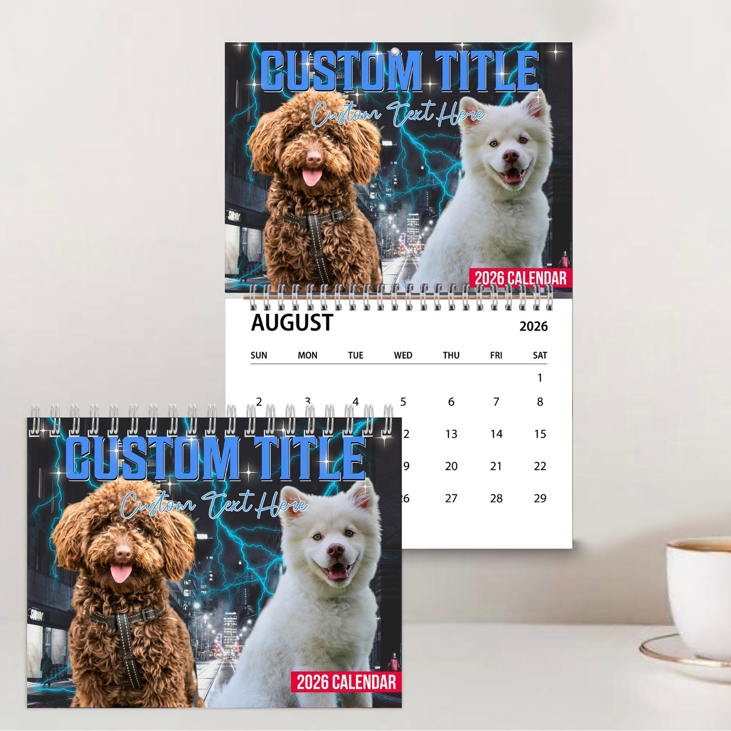 Retro Vintage Portrait Bootleg Calendar 2026 | Customize Pets Photo Calendar | Personalized Custom Pet Lovers Wall Calendar 683394