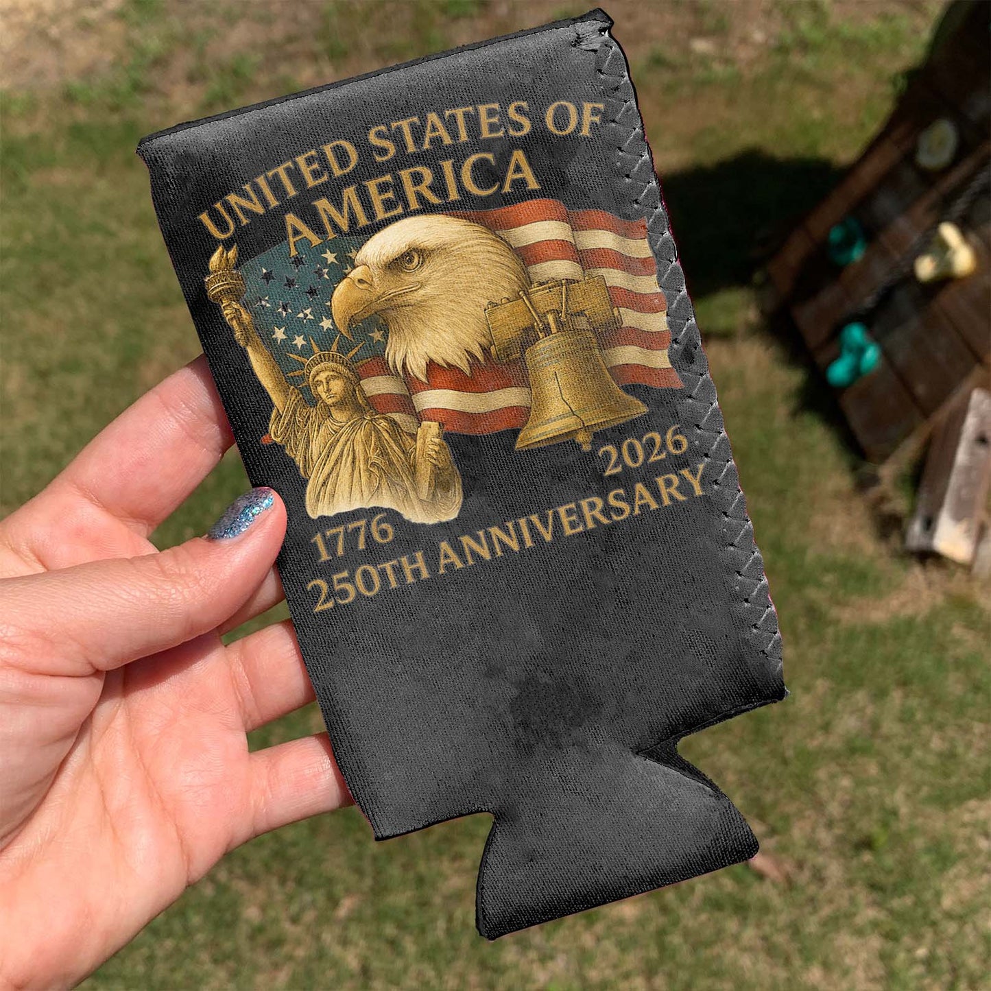 250 Years of America Can Cooler | Happy 250th Birthday USA 1776 - 2026 Can Holder | 250th Anniversary Can Sleeve for Drinks 683729