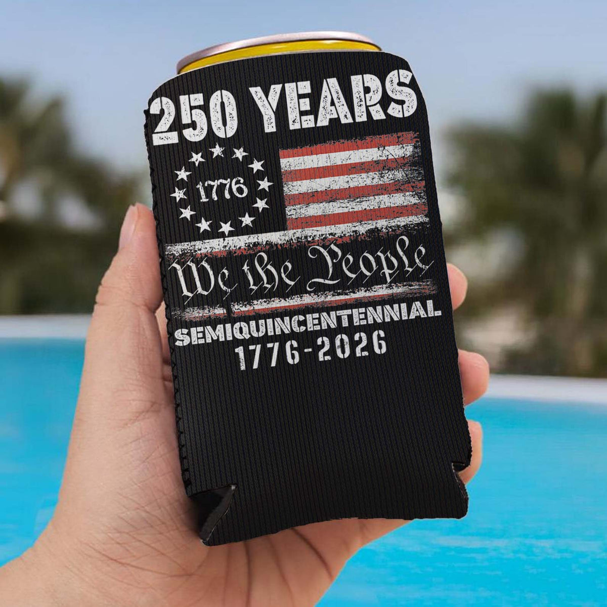 250 Years of America Can Cooler | Happy 250th Birthday USA 1776 - 2026 Can Holder | Can Sleeve for Drinks 683731