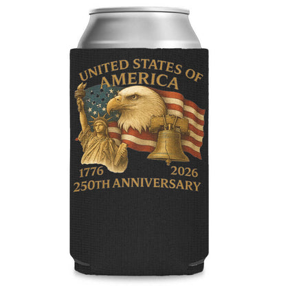 250 Years of America Can Cooler | Happy 250th Birthday USA 1776 - 2026 Can Holder | 250th Anniversary Can Sleeve for Drinks 683729