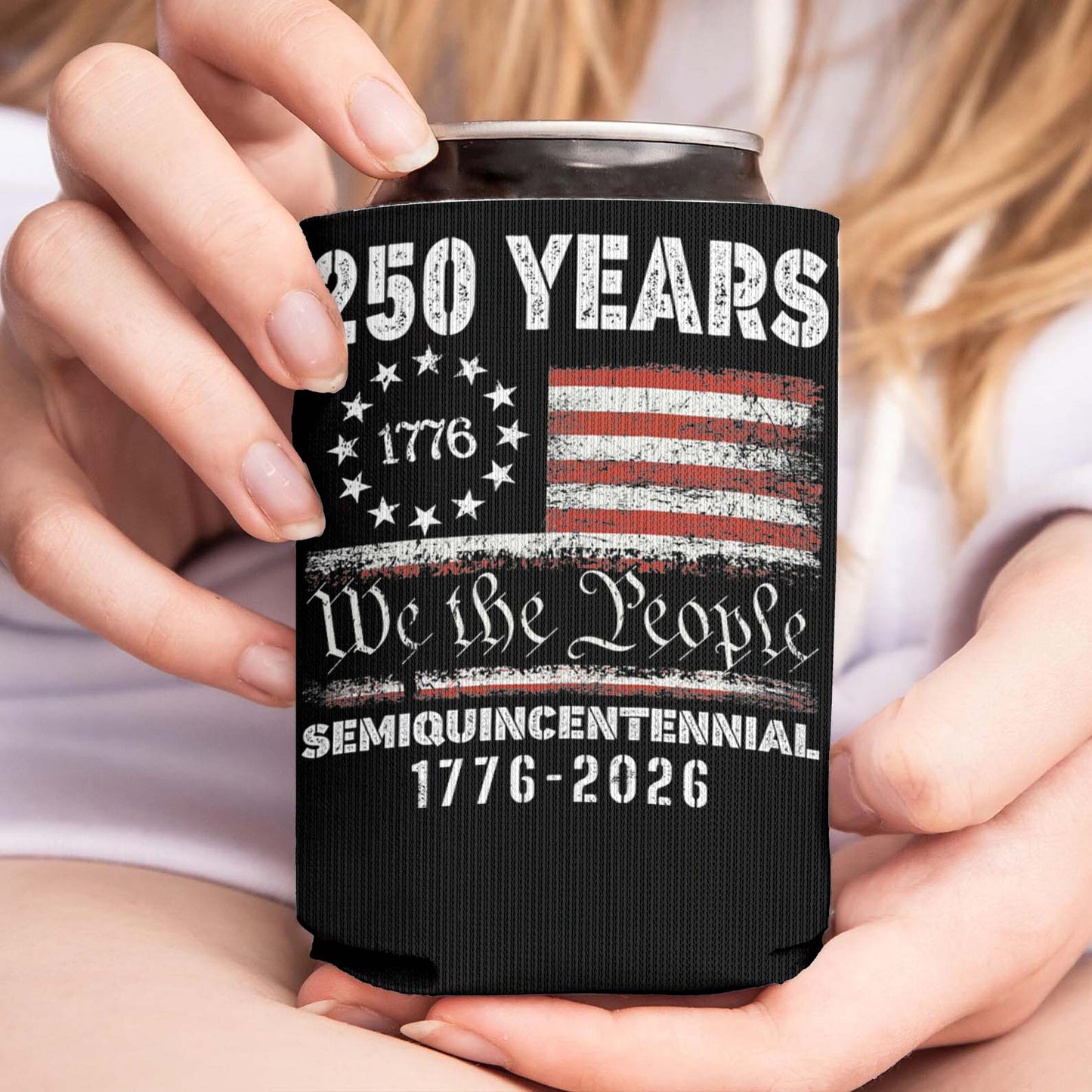 250 Years of America Can Cooler | Happy 250th Birthday USA 1776 - 2026 Can Holder | Can Sleeve for Drinks 683731