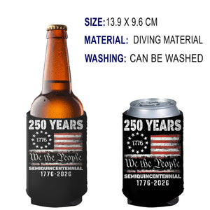 250 Years of America Can Cooler | Happy 250th Birthday USA 1776 - 2026 Can Holder | Can Sleeve for Drinks 683731