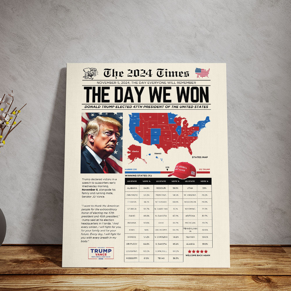Newspaper US Elections Canvas | President Donald Trump Canvas | Trump Won | US Election 2024 | Make America Great Again 682007 - GOP