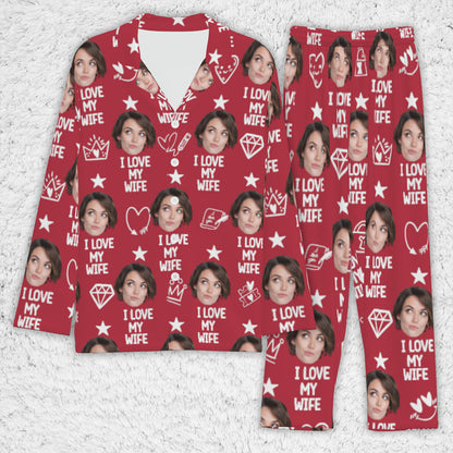 Custom Face I Love My Husband Sweatpants,Valentine Pajamas Sweatpants, Funny Gift For Husband, Boyfriend, Wife 681876