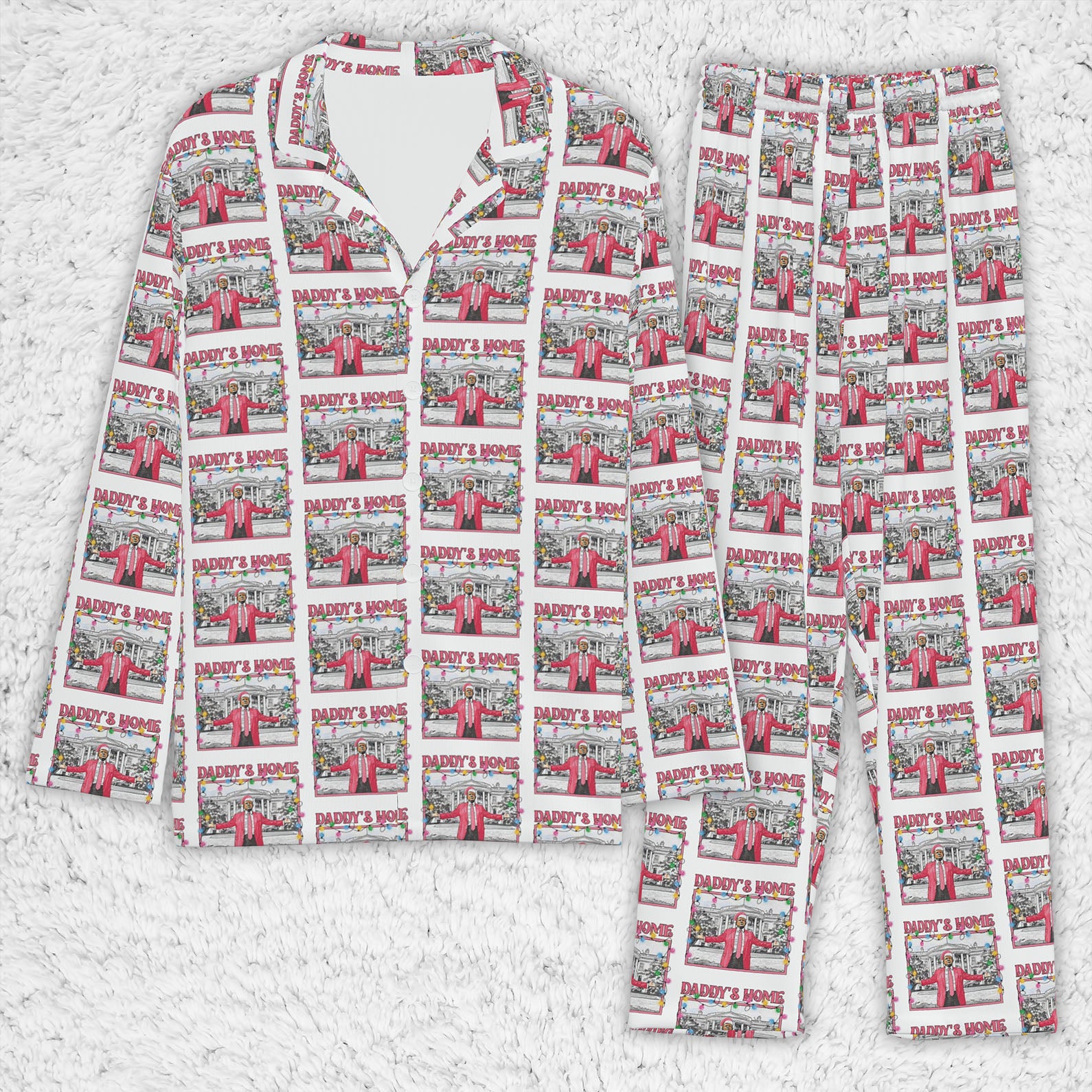 Trump Daddy's Home In Pink Pajamas, Trump Xmas Holiday Pajamas, President Trump Pajamas 681831 - GOP