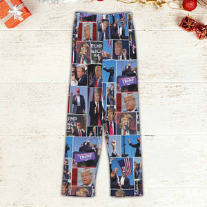 Trump Face Collage Pajamas, Trump Christmas Pajamas, Trump Won 2024 Pajamas M1777- GOP