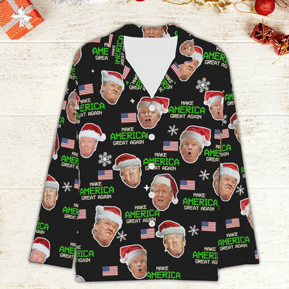 Make America Great Again Trump Face, Trump Christmas Pajamas, Trump Won 2024 Pajamas M1775- GOP