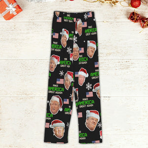 Make America Great Again Trump Face, Trump Christmas Pajamas, Trump Won 2024 Pajamas M1775- GOP