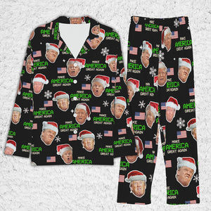 Make America Great Again Trump Face, Trump Christmas Pajamas, Trump Won 2024 Pajamas M1775- GOP