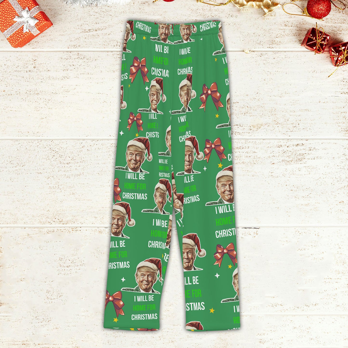 I'll Be Home For Christmas, Coquette Bow Trump Christmas Pajamas, Family Christmas Shirt M1780- GOP