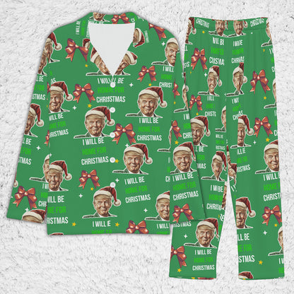 I'll Be Home For Christmas, Coquette Bow Trump Christmas Pajamas, Family Christmas Shirt M1780- GOP