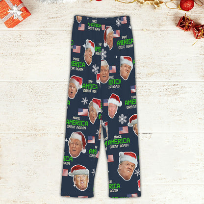 Make America Great Again Trump Face, Trump Christmas Pajamas, Trump Won 2024 Pajamas M1775- GOP