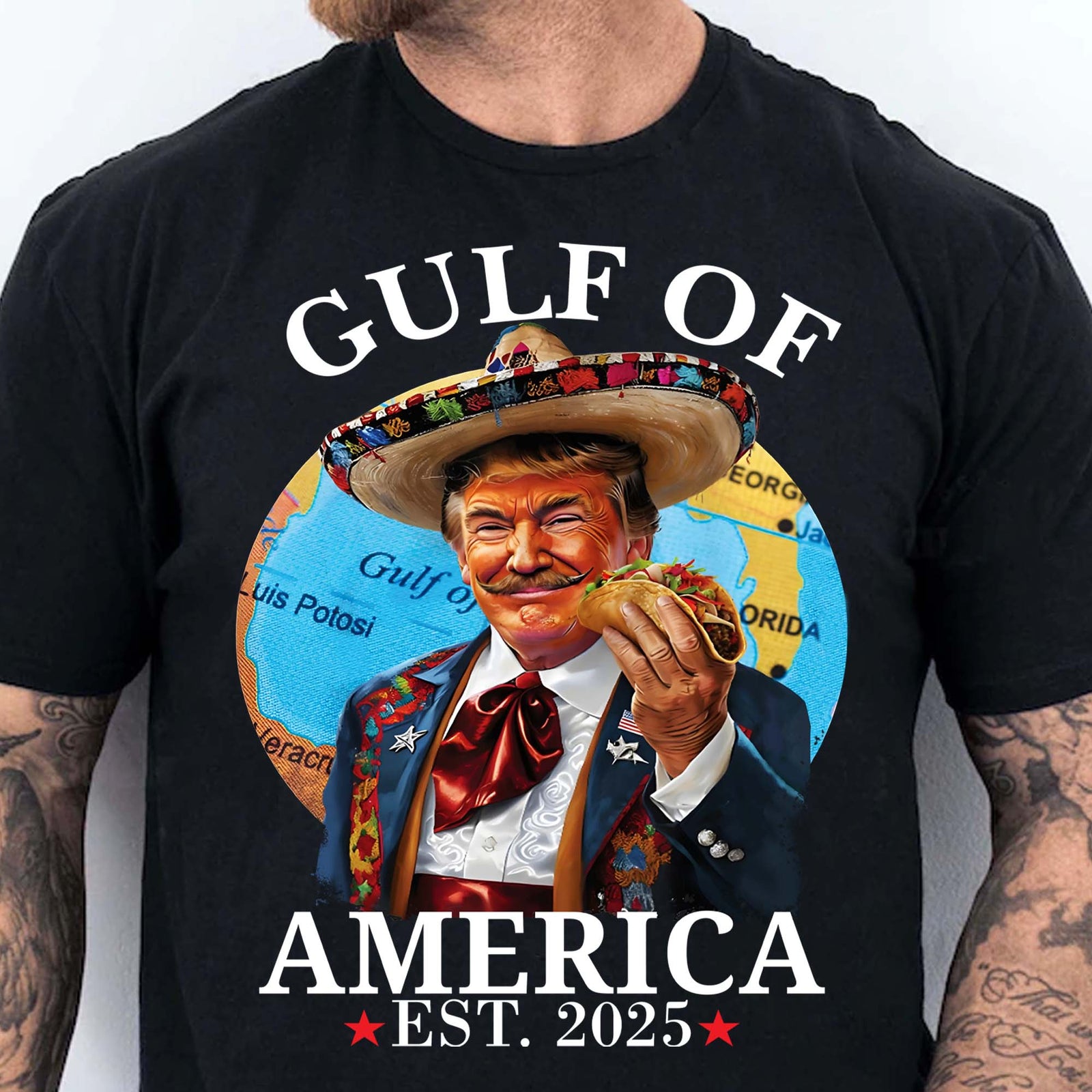 Trump Gulf Of America Shirt, Funny Trump With Taco Tee, 47th President Trump Shirt, Republicans Dark Shirt 682122 - GOP