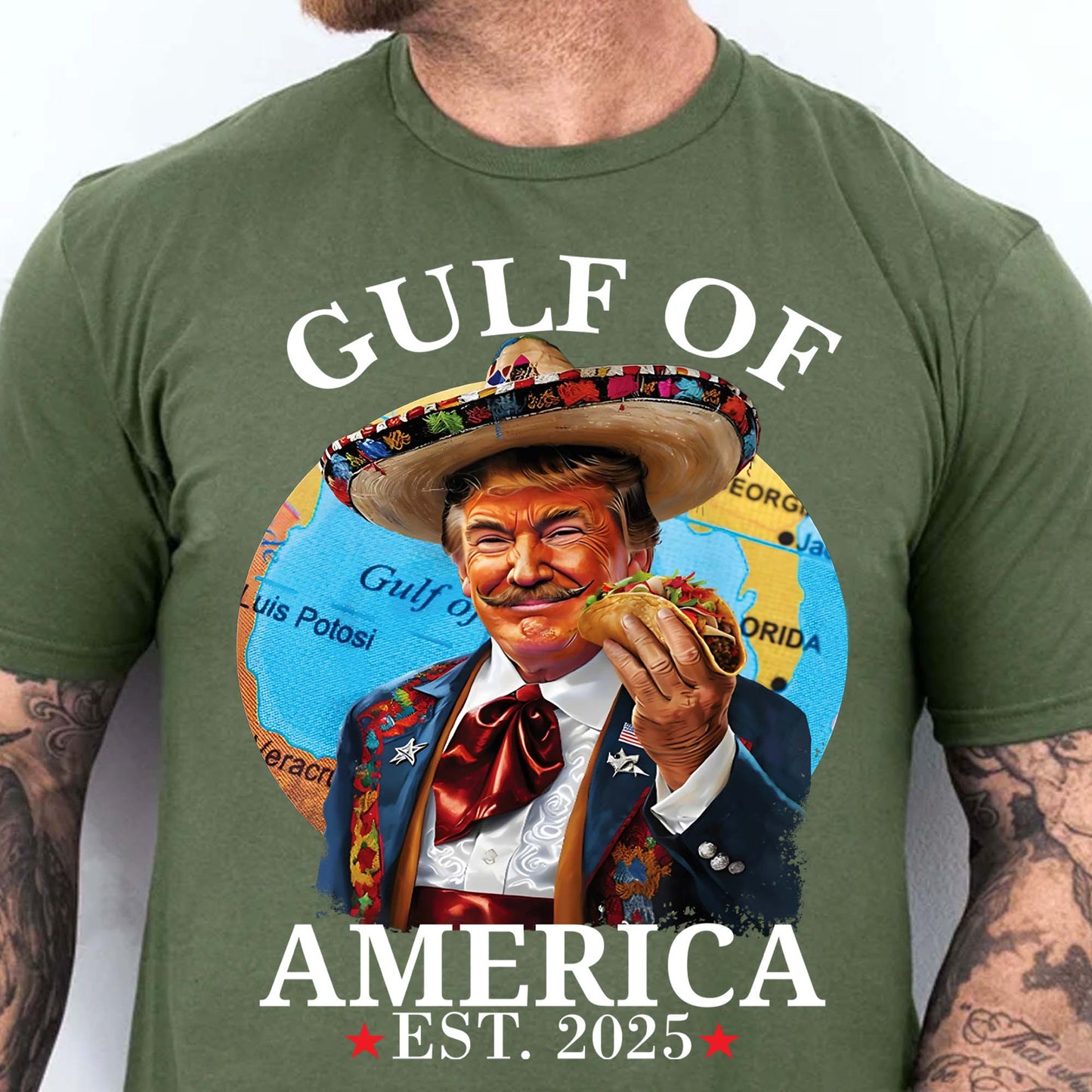 Trump Gulf Of America Shirt, Funny Trump With Taco Tee, 47th President Trump Shirt, Republicans Dark Shirt 682122 - GOP