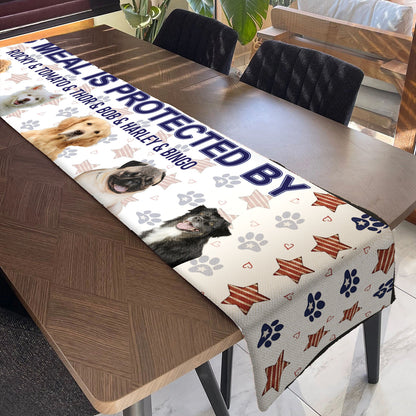 Personalized This Meal Is Protected Table Runner | Custom Dog Photo | Patriotic 4th Of July Table Runner For Kitchen 682353